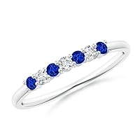 Blue Sapphire CZ Diamond Half Eternity Band Ring 925 Sterling Silver September Birthstone Gemstone Jewelry Wedding Engagement Women Birthday Gift