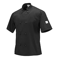 Mercer Culinary M60014BKM Millennia Men's Short Sleeve Cook Jacket with Cloth Knot Buttons, Medium, Black