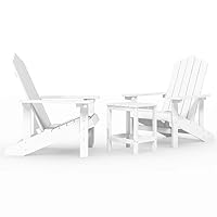 vidaXL Adirondack Chair, Outdoor Adirondack Chair with Table for Patio, Lawn Chair for Outdoor Porch Garden Backyard Deck, HDPE White