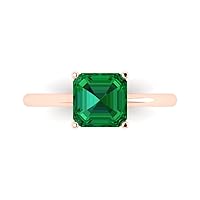 Clara Pucci 2.0 carat Asscher Cut Solitaire Simulated Emerald Proposal Wedding Bridal Anniversary Ring 18K Rose Gold