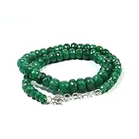 6MM To 8MM Emerald Natural Emerald Jade Beaded Gemstone Necklace Natural Beryl Emerald Micro Faceted Rondelle Beads 22 Inches Length' Necklace, Green, 6mm, Gemstone, gemstone