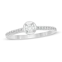 3/8 Cttw Diamond Engagement Ring in 10K White Gold (0.38 Cttw, Color : I, Clarity : I2)