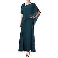 Mother of The Bride Dresses Overlay Cape Chiffon Formal Evening Gowns Long Mother of The Groom Dresses