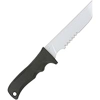 Medium Geometric Fixed Blade Knife (Partially Serrated),Black
