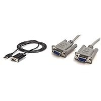 StarTech.com USB to Serial RS232 Adapter - DB9 Serial DCE Adapter Cable & com 10' RS232 Serial Null Modem Cable - Null Modem Cable - DB-9 (F) to DB-9 (F) - 10 ft (SCNM9FF)