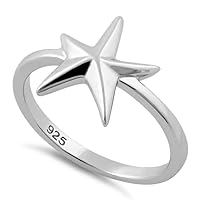 Solid 925 Sterling Silver Starfish Stackable Ring