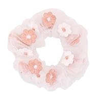 1pc Hair Scrunchies, Embroidery Flowers Mesh Elastic Hair Ties Ponytail Holders Bobbles Hair Accessories for Women Girls