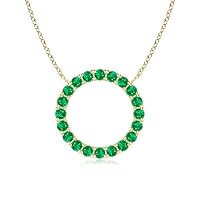 Solitaire 2 MM Round Emerald Gemstone Halo Pendant Necklace 925 Sterling Silver Jewelry
