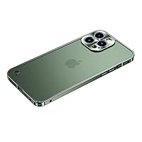 Luxury Metal Frame Lens Protection for iPhone 12 13 Mini Pro Max Aluminum Phone Case for iPhone 11 Matte Translucent Back Cover,Green,for iPhone 13 pro
