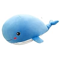 Soft Whale Plush Pillow,Cute Marine aminal Stuffed Toy,Gift for Kid Birthday (35cm, Blue)