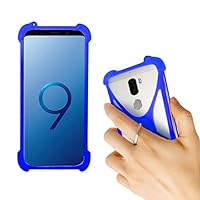 Blue Stand Ring Holder Soft Silicone Phone Case Cover for Unimax UMX U693CL Assurancewireless/Unimax UMX U696CL