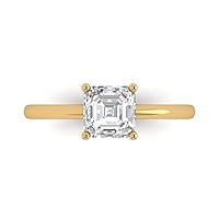 Clara Pucci 1.0 carat Asscher Cut Solitaire Moissanite Proposal Wedding Bridal Anniversary Ring 18K Yellow Gold