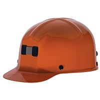 MSA 91589 Comfo-Cap Safety Hard Hat with Staz-on Pinlock Suspension | Polycarbonate Shell, Non-Slotted W/Lamp Bracket and Cord Holder - Standard Size in Orange
