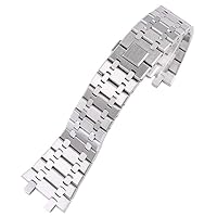 for AP Royal Oak Fine Steel Watch Band 15400/26331/15500 Men Watch Chain 26mm 28mm Watch Band Accessories (Color : Silver, Size : 28mm)