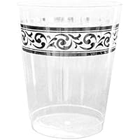 Clear Plastic Tumblers with Silver Rim - 10 oz | Premium Collection | Pack of 10
