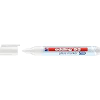 edding 95 Glass Marker - White - 1 Glass Pen - Round Nib 1.5-3 mm - Washable Window Marker Pen - for Writing and Marking on Glass Surfaces, Windows, glassboards, whiteboards - Dry-wipeable
