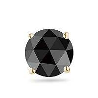 Round Rose Cut Black Diamond Men's Stud Earrings AA Quality in 14K Yellow Gold Available in Small to Large Sizes