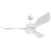Westinghouse Lighting Pierre Ceiling Fan 132 cm with Lighting and Remote Control, White Finish Includes Dimmable LED Light with Opal Frosted Glass, DC Motor