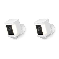 Ring Spotlight Cam Plus, Battery | Two-Way Talk, Color Night Vision, and Security Siren (2022 release) | 2-pack, White
