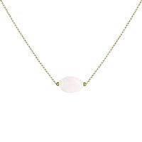 Gold Plated Necklace White Quartz Oval Stone