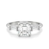 925 10K 14K 18K White Gold Engagement Rings For Women, 3.0 ct Asscher Moissanite Engagement Ring For Her Anniversary Wedding Ring Free Engraving
