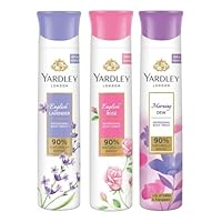 MK London Daily Use Deodorant Body Sprays for Women| English Lavender, English Rose, & Morning Dew Deodorant Assorted Pack| 90% Naturally Derived| 150ml Each