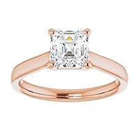 925 Silver,10K/14K/18K Solid Rose Gold Handmade Engagement Ring 1.5 CT Asscher Cut Moissanite Diamond Solitaire Wedding/Gorgeous Gifts for/Her Wife Ring