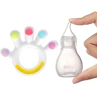 Haakaa Silicone Baby Nasal Aspirator&Palm Teether Set-Nose Bulb Syringe | Easy-Squeezy Baby Nose Cleaner|Soft Silicone Baby Soothing Teether Pacifier