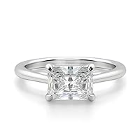 2.5 CT Radiant Colorless Moissanite Engagement Ring for Women/Her, Wedding Bridal Ring, Eternity Sterling Silver Solid Gold Diamond Solitaire 4-Prong Rings for Her