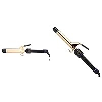 Hot Tools Pro Artist 24K Gold Curling Iron | Long Lasting, Defined Curls (1-1/4 in) & Pro Signature Gold Curling Iron | Long-Lasting, Defined Curls, (1 in)