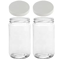 Mason Jars 32 Oz Glass Extra Wide Mouth Quart Storage Jars with Lids - BPA Free Plastic Storage Lids - Made in USA - Quart Glass Jars 32 oz with Lids (Set of 2)