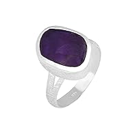 Raw Amethyst Solid 925 Sterling Silver Textured Bold Ring Jewelry