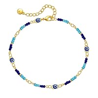 SBI Jewelry Evil Eye Bracelet for Women Protection Lucky Charm Blue Red White Clear CZ Cubic Zirconia Navy White Teal Green Stretched Spiritual Bracelet for Women Beaded Couple Birthday Anniversary