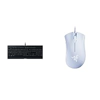 Razer Cynosa Lite - Essential Gaming Keyboard, Black & DeathAdder Essential (2021) - Wired Gaming Mouse (Optical Sensor, 6400 DPI, 5 Programmable Buttons, Ergonomic Form Factor) White