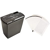 Amazon Basics 8-Sheet Strip-Cut Paper Shredder and Shredder Sharpening & Lubricant Sheets (Pack of 24) Bundle