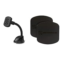 Scosche MAGTHD2 MagicMount XL Magnetic Car Phone Mount + Replacement Plate Kit for Magnetic Car Phone Mount Holder