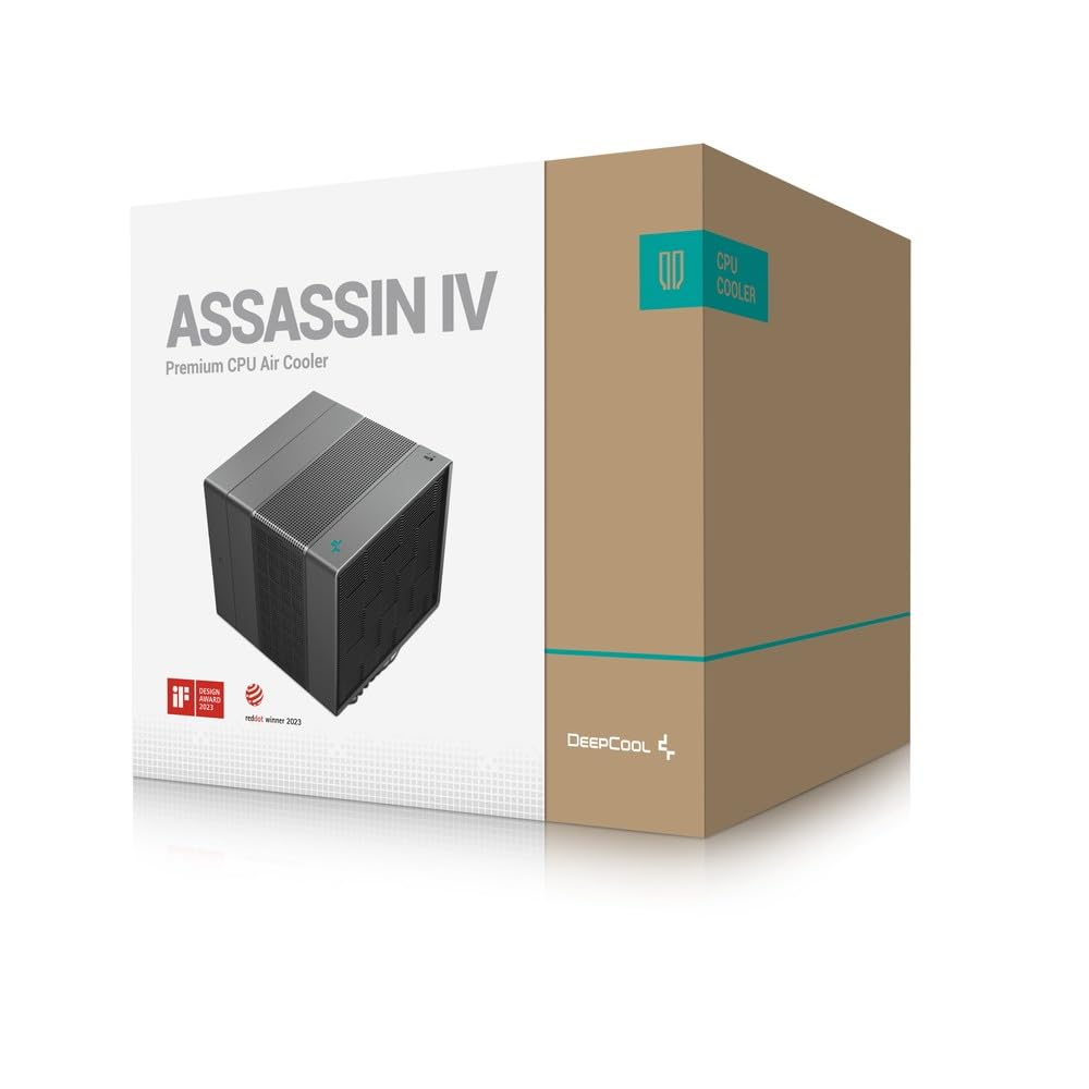 DeepCool Assassin IV Premium CPU Air Cooler, Dual-Tower, 120/140mm FDB Fan Configuration, 7 Copper Heat Pipes, 3 Phase 6 Pole Fans Quiet/Peformance Mode Switch, Black
