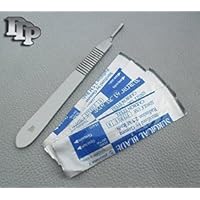 1 Stainless Steel Scalpel Knife Handle #3 with 20 Sterile Scalpel Blades #12 & #15 (DDP Quality)