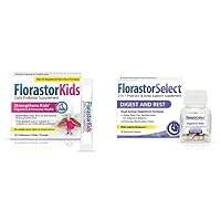 Florastor Kids Daily Probiotic Supplement, 20 Powder Sticks + Digest and Rest Natural Sleep Aid with Melatonin (4mg), 40 Capsules