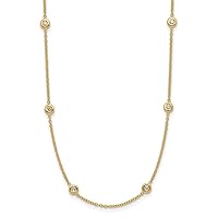 14k Gold 1.3mm Diamond Stations Cable Chain Necklace