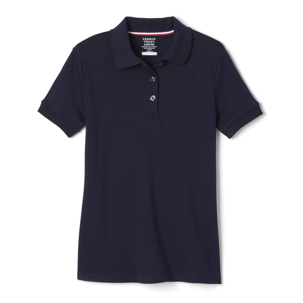 French Toast Girls' Short Sleeve Picot Collar Polo School Uniform Shirt (Standard and Plus)