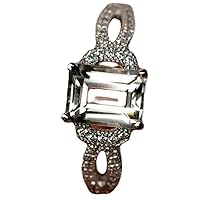 Solid 925 Sterling Silver & Natural Green Amethyst 6x8mm Baguette Shape Emerald Cut February Birthstone Promise Ring for Men & Women. (Choose Your Size) |LW_GSR_0590
