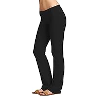 Hollywood Star Fashion Foldover Contrast Waist Bootleg Flare Yoga Pants