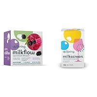 UpSpring Milkflow Breastfeeding Supplement Drink Mix with Moringa & Blessed Thistle, No Fenugreek | BlackBerry Lime Flavor | 16 Pack+Milkscreen 30 Test Strips to Detect Alcohol in Breast Milk