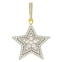 DTJEWELS 1.20 CT Round Cut Diamond 3 Tier Star Charm Pendant 14K Yellow Gold Over Sterling Silver