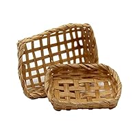 Melody Jane Dollhouse 2 Rectangle Wicker Baskets Miniature Shop Store Kitchen Accessory