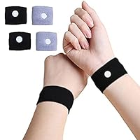 2 Pairs Motion Sickness Relief Wristbands Anti Nausea Wrist Bands Bracelet for Car Sea Flying Trip and Pregnancy Morning Sickness Adults and Children (Black and Gray)