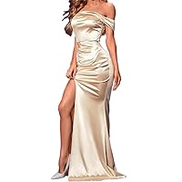 Women High Split Off Shoulder Sexy Formal Party Cocktail Dress Bodycon Mermaid Long Prom Evening Gown Bridesmaid Dress