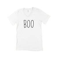 Boo Unisex Jersey V-Neck T-Shirt White, Black