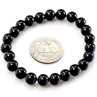 Jewelry Handmade Natural Gemstone Bracelet Black Onyx Round Beads 7.5